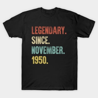 Retro Vintage 70th Birthday Legendary Since November 1950 T-Shirt